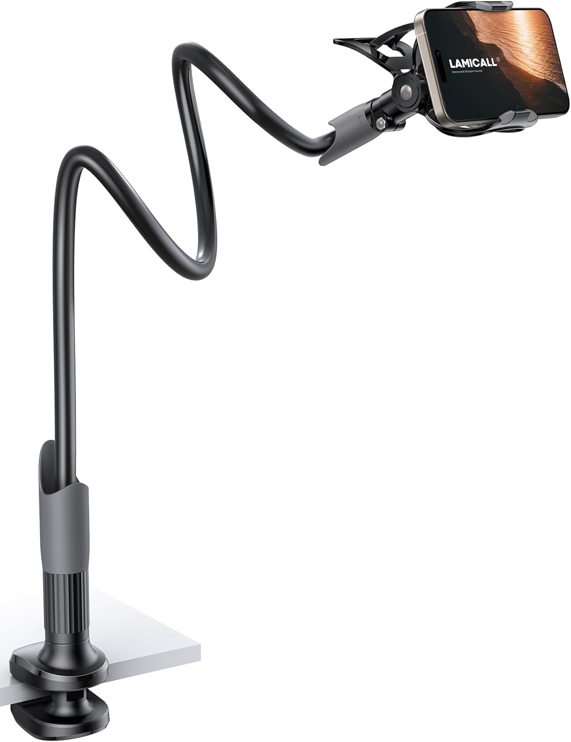 Lamicall Gooseneck Phone Holder for Bed - Cell Phone Mount Clamp Clip. Flexible Long Arm. Overhead Mount for Desk Headboard Bedside. Gifts for iPhone Air 17 Pro Max. 16 15 14 Pro Max and 4-7 Phone