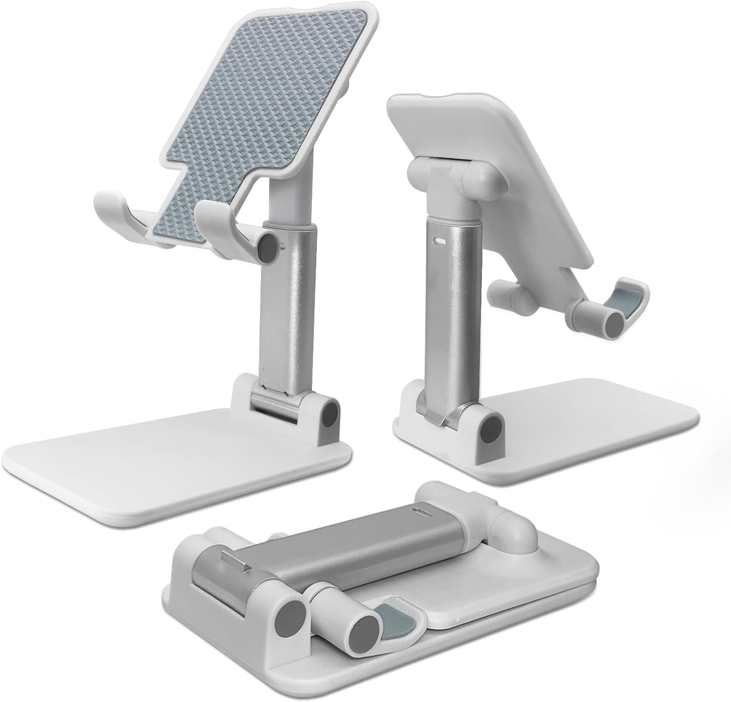 POQOD 2 Pack Cell Phone Stand. Foldable Phone Holder for Desk Compatible with Phone 15 14 13 12 11 Pro Xs Xs Max Xr X 8. Nintendo Switch. All Phones. Black & White