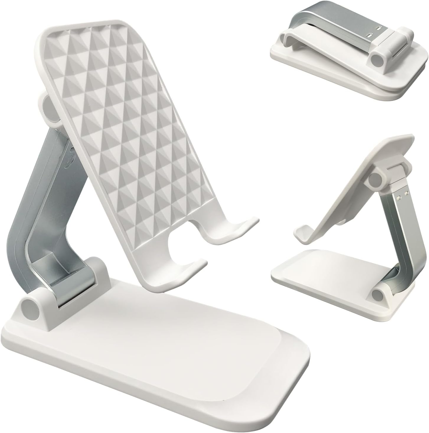 POQOD 2 Pack Cell Phone Stand. Foldable Phone Holder for Desk Compatible with Phone 15 14 13 12 11 Pro Xs Xs Max Xr X 8. Nintendo Switch. All Phones. Black & White