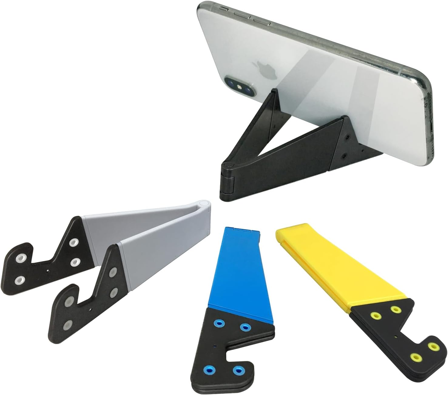 POQOD 2 Pack Cell Phone Stand. Foldable Phone Holder for Desk Compatible with Phone 15 14 13 12 11 Pro Xs Xs Max Xr X 8. Nintendo Switch. All Phones. Black & White