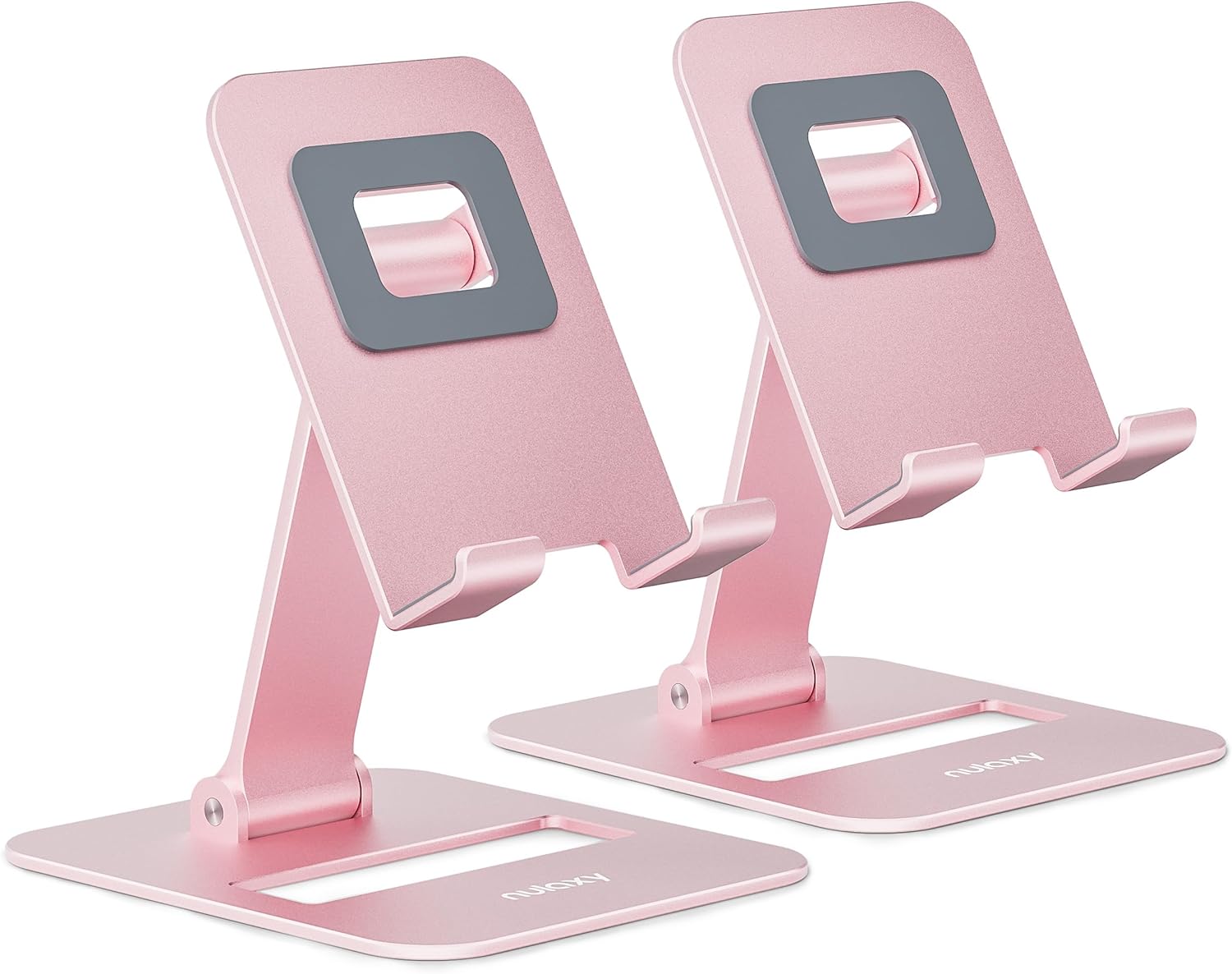 Nulaxy 2 Pack Dual Folding Cell Phone Stand. Fully Adjustable Phone Holder for Desk. Compatible with iPhone 17 16 15 14 13 12 11. Nintendo Switch. All Phones. Black & Rose Gold