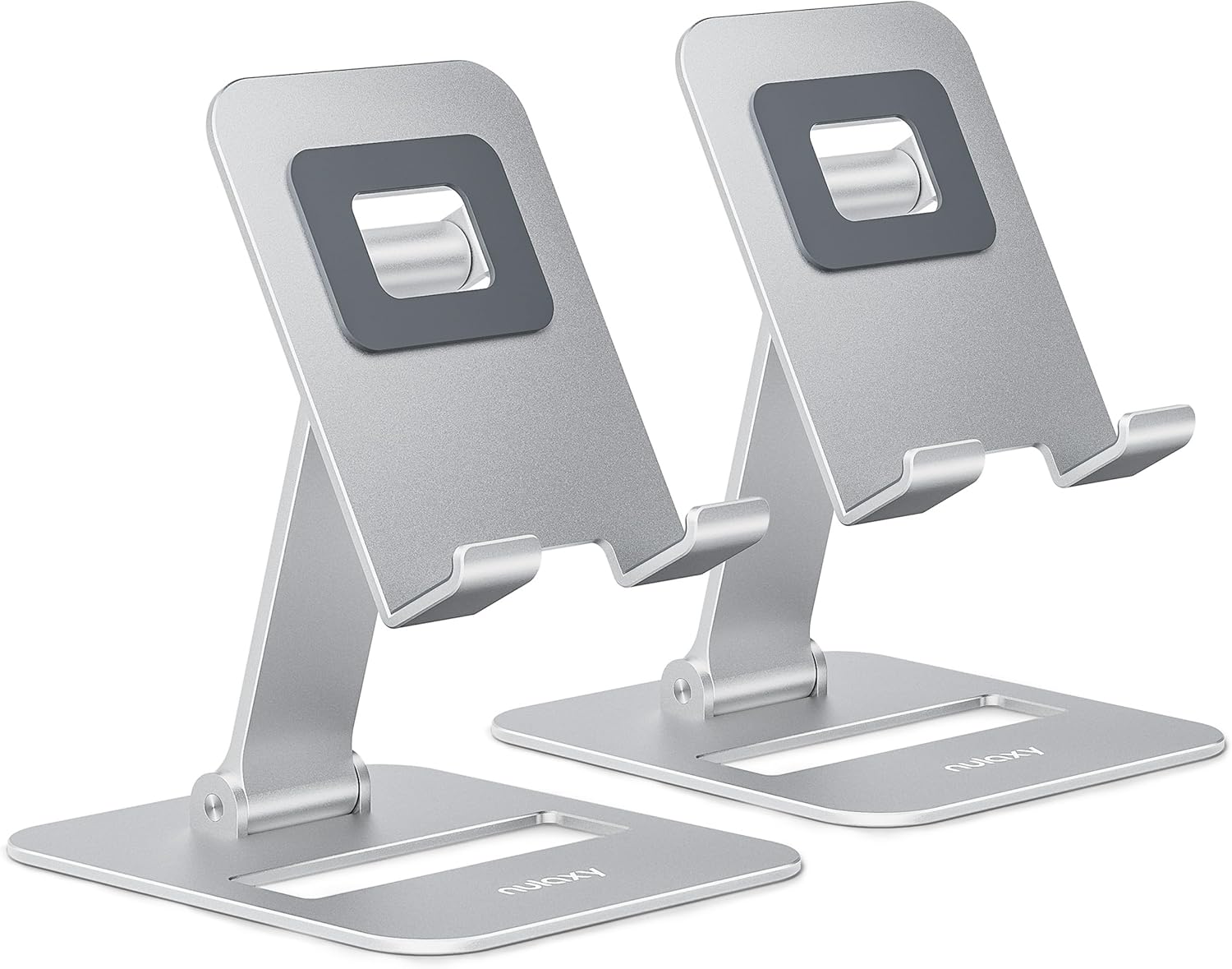 Nulaxy 2 Pack Dual Folding Cell Phone Stand. Fully Adjustable Phone Holder for Desk. Compatible with iPhone 17 16 15 14 13 12 11. Nintendo Switch. All Phones. Black & Rose Gold